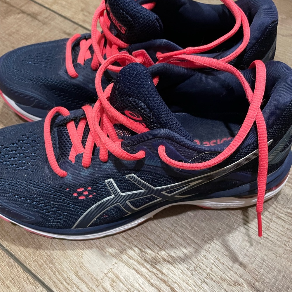 ASICS Women's Dark Blue and Bright Pink Athletic Shoes